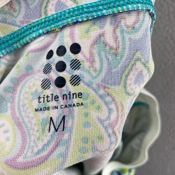 Title Nine Dress Womens Medium Green Multi Paisley A Line Athletic Mini Stretch - Picture 7 of 10